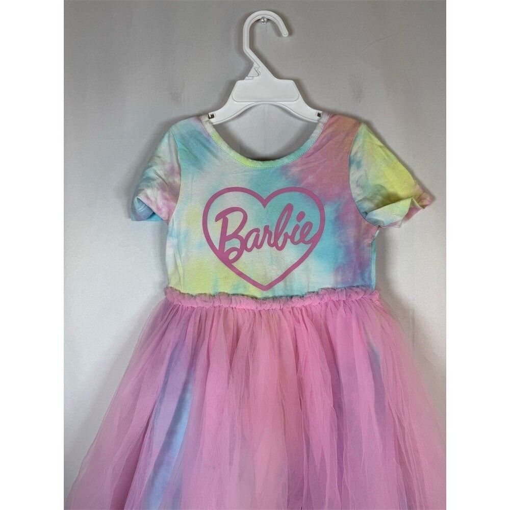Barbie Girls Dress Size 3T Multicolor Tie-Dye Tulle Tutu Knee Length - Picture 2 of 14